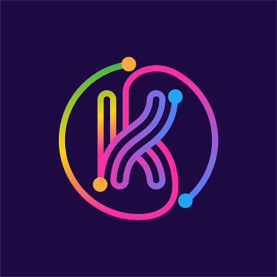 字母K标志由圆形电路做成。