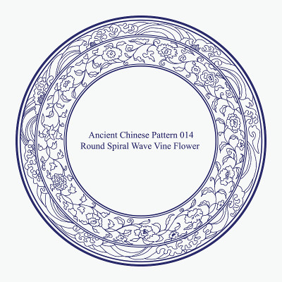 中国古代圆形螺旋波藤花图案
