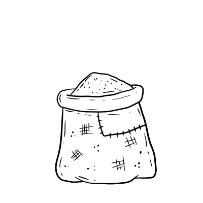 帆布粗麻袋。漫画画的插图。粉碎机的乡村元素。