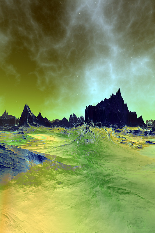 Alien Planet. Mountain. 3D rendering