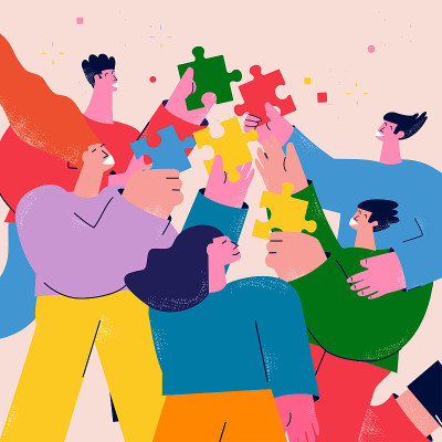 团队合作和团队建设，企业组织和伙伴关系，问题解决，创造性的解决方案，创新的商业方法，头脑风暴，独特的