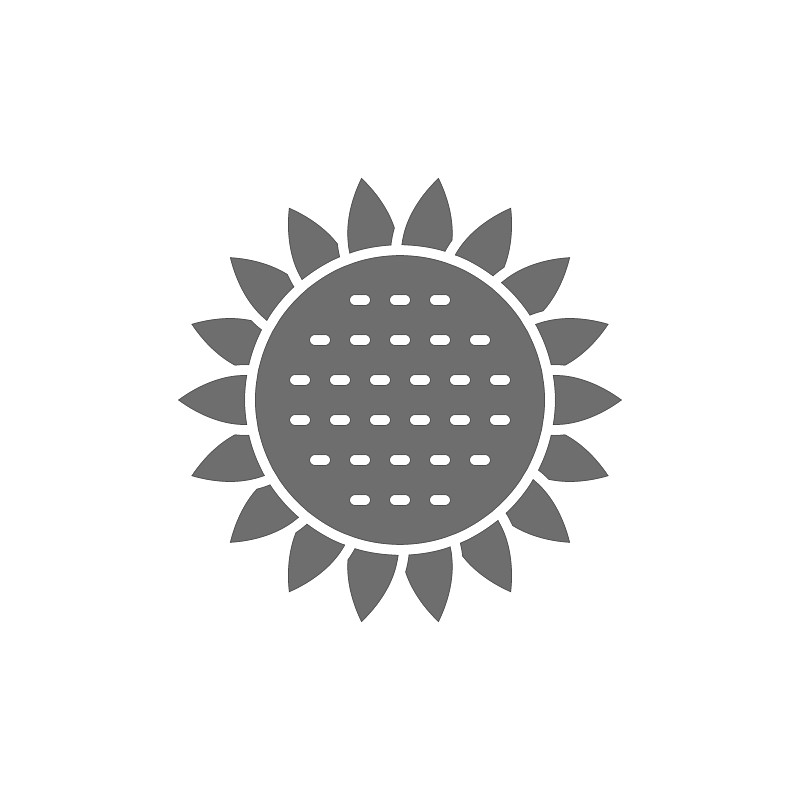 Vector sunflower, flower gray icon. Isolated on wh