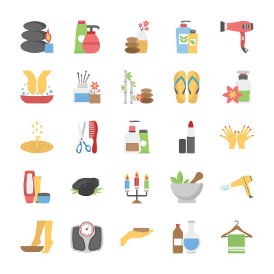 Spa, Massage, Treatment, Beauty Flat Icons