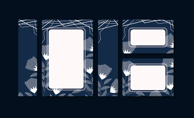 cards with elegant frame and floral decoration