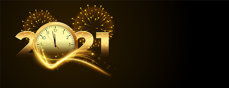 倒计时2020年的时钟和烟花