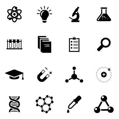 向量黑色科学图标设置