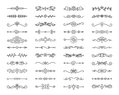 Text Divider simple black line icons vector set