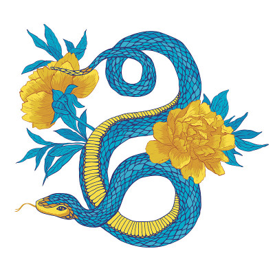 蛇和鲜花。