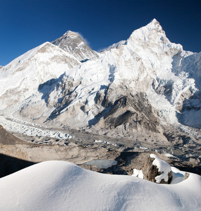 从Kala Patthar看到珠穆朗玛峰，Lhotse和Nuptse