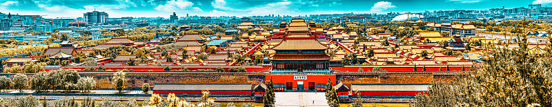 景山公园，北京紫禁城全景。