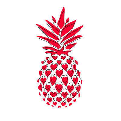 心形菠萝插画