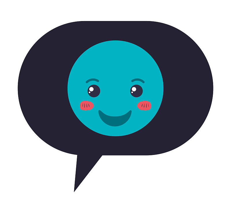 speech bubble with happy emoji kawaii character