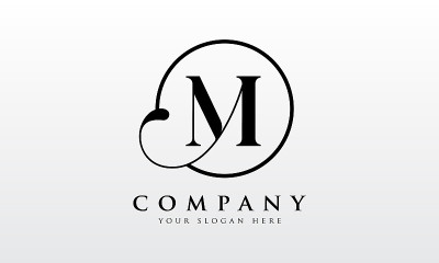 首字母M黑色颜色与白色背景标志设计矢量模板。创意字母M标志设计