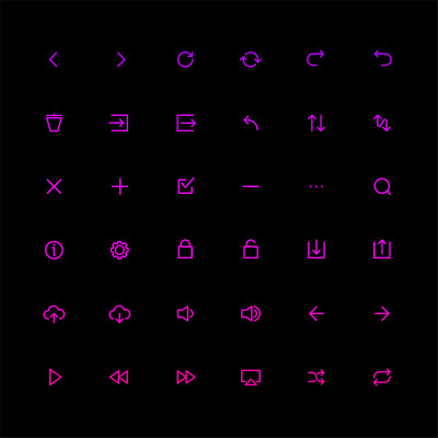 应用程序控制系统用户界面(UI)矢量图标集。高质量的最小线条图标的所有目的。