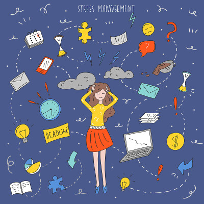 Girl on stress on work