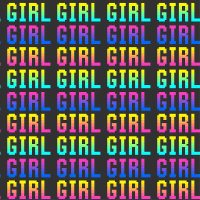 Seamless vector pixel girl signs pattern. Multicol