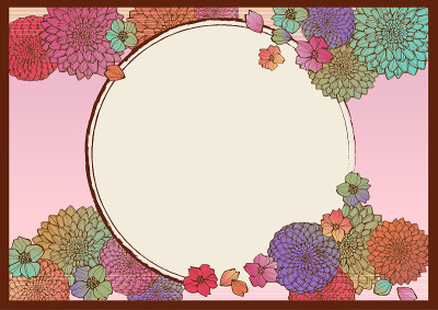 复古日本图案框架材料花卉图案向量日本