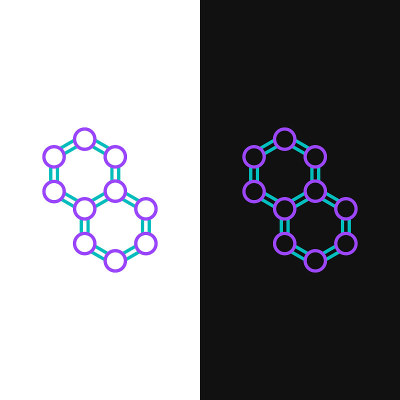 Line Molecule icon isolated on white and black bac