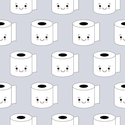 矢量插图，卫生纸无缝图案。快乐的微笑，卡通风格，背景。卡哇伊风格