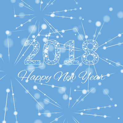 文字设计圣诞和新年快乐2018。图形背景分子和通讯。用点连接线。行神经丛。科学控制论矢量图