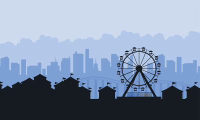 游乐园景观剪影背景