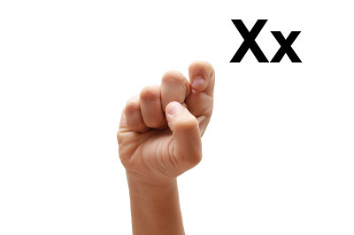 X孩子的手拼写美国手语ASL