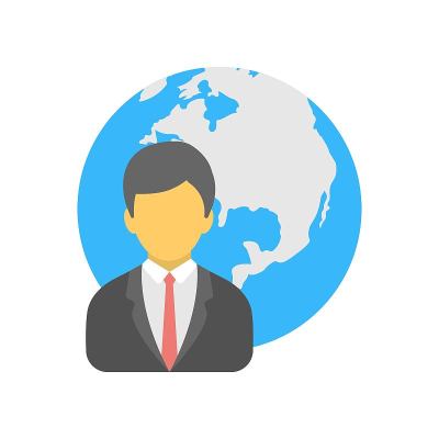 全球商人图标插图在平面设计风格。