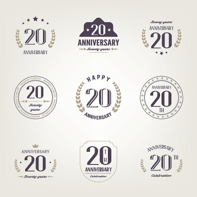 20周年纪念标志。20周年的复古标志。