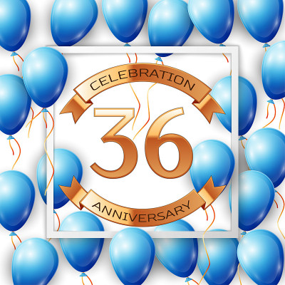 Realistic Blue balloons with inscription in centre