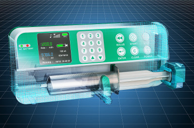可视化注射泵三维cad模型，图纸。三维渲染