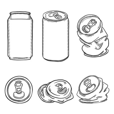 矢量集素描铝罐插图