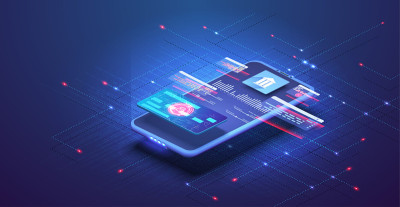 网上银行应用程序登陆页面。智能钱包概念与信用卡，借记卡支付应用。未来的小玩意，智能手机支付技术。平面