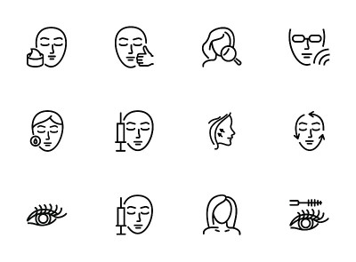 Cosmetology line icon set