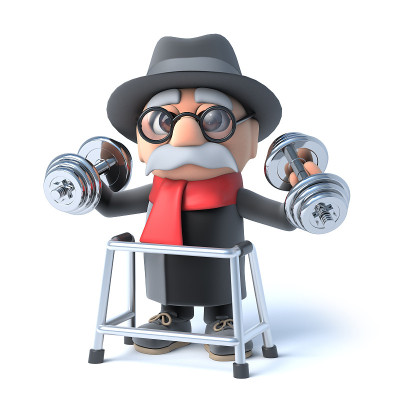 3d爷爷与步行架是举重!