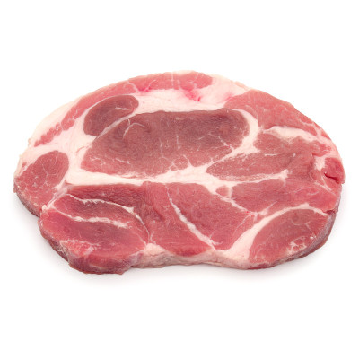 生猪颈剁肉孤立在白色背景上切掉