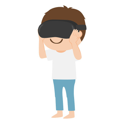 A man watching VR. An illustration of standing up 