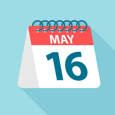 5月16日-日历图标。一个月的一天的矢量插图。日历模板