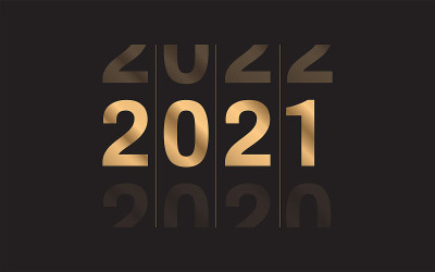 新年快乐2021黑色背景上的优雅设计。黄金2021的数字。矢量图
