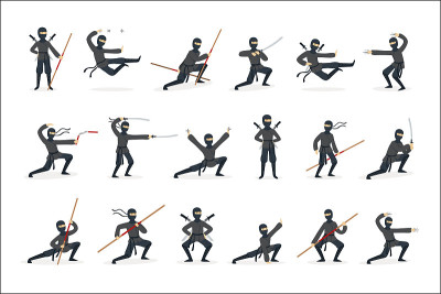 Japanese Ninja Assassin In Full Black Costume Perf