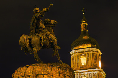 Bogdan Khmelnitsky雕像，圣索菲亚索菲亚广场乌克兰基辅