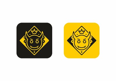 黄黑相间的魔鬼头图标设计