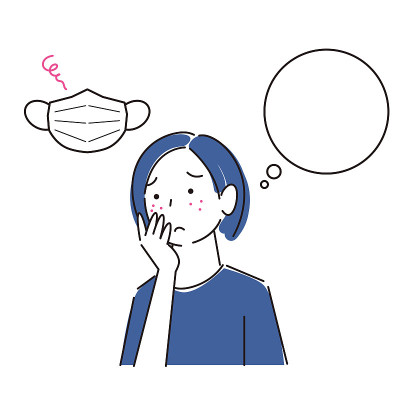Woman rough skin due to wearing mask简单的插图矢量一个女人谁有粗