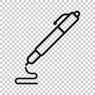 Pen icon in transparent style. Ballpoint vector il
