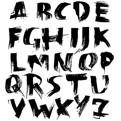 难看的东西痛苦字体。现代干笔墨字母。手写字母。矢量插图。