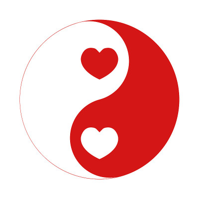红阴象征着阴阳心，夫妻和谐的观念