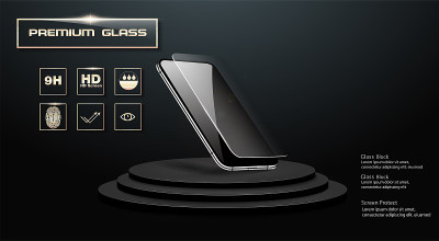 Screen protector Glass. Vector illustration of tra