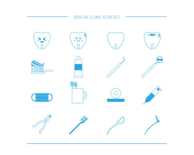 Dentist tool kit for dental treatment vector illus
