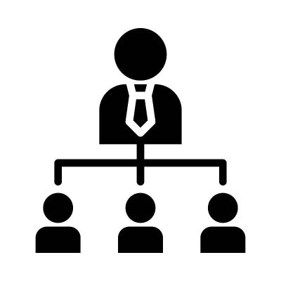 办公室团队工作领导管理黑色固体图标在商业和投资。