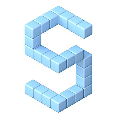 蓝色立方体正字法字体字母S 3D