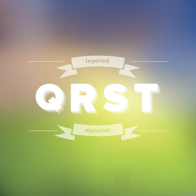 Q R S T平面分层字母模糊的背景